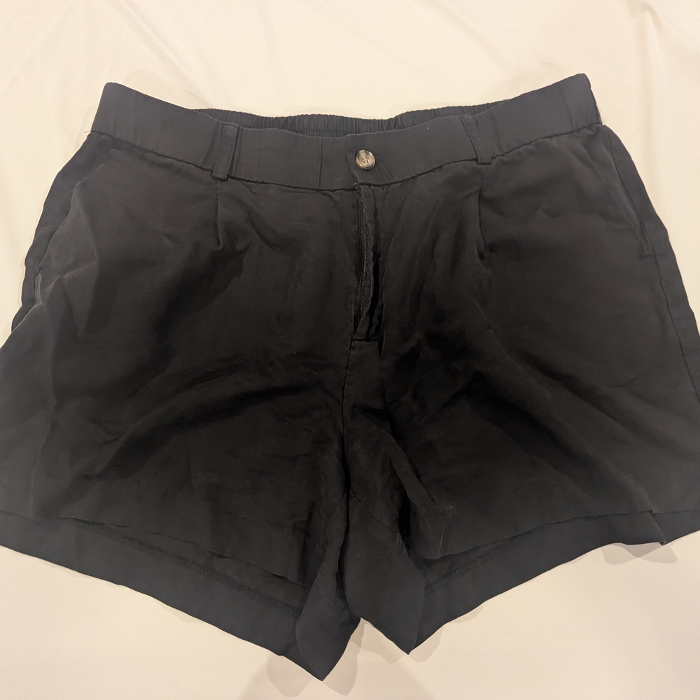 Torrid Black Linen-Blend Shorts